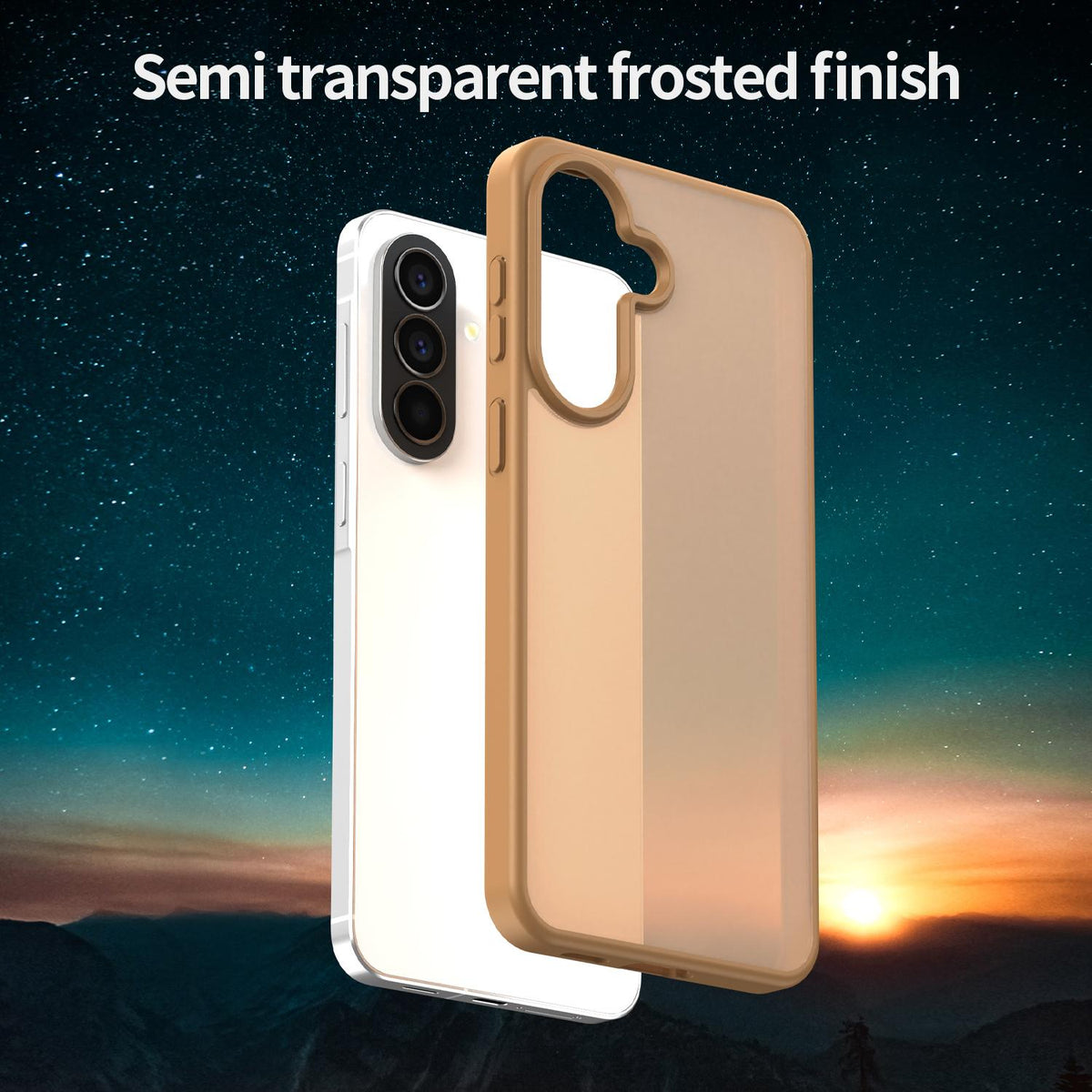 For Galaxy A57 5G Fanying Series PC Hybrid TPU Translucent Frosted Phone Case - Desert Gold - EDA009918808G