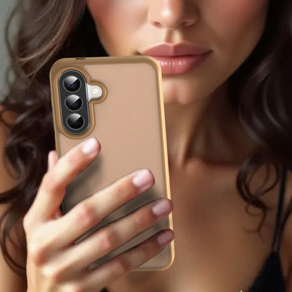 For Galaxy A57 5G Fanying Series PC Hybrid TPU Translucent Frosted Phone Case - Desert Gold - EDA009918808G