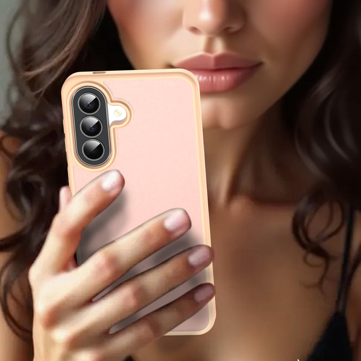 For Galaxy A57 5G Fanying Series PC Hybrid TPU Translucent Frosted Phone Case - Rouge Powder - EDA009918808I