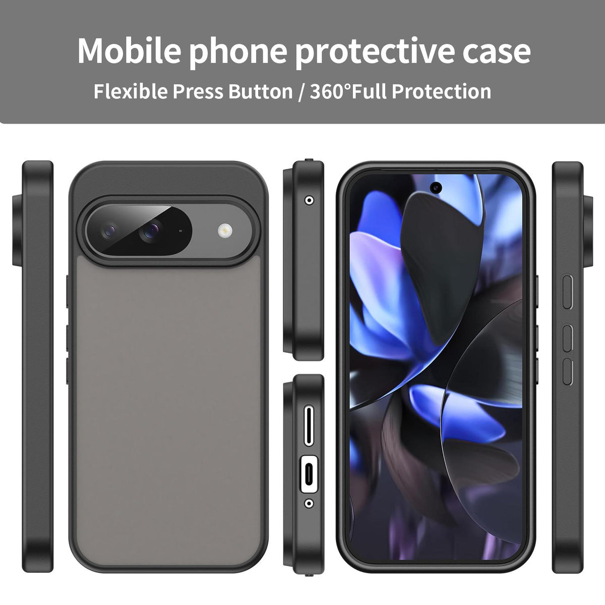 For Google Pixel 9 Fanying Series PC Hybrid TPU Translucent Frosted Phone Case - Translucent Black - EDA009919201A