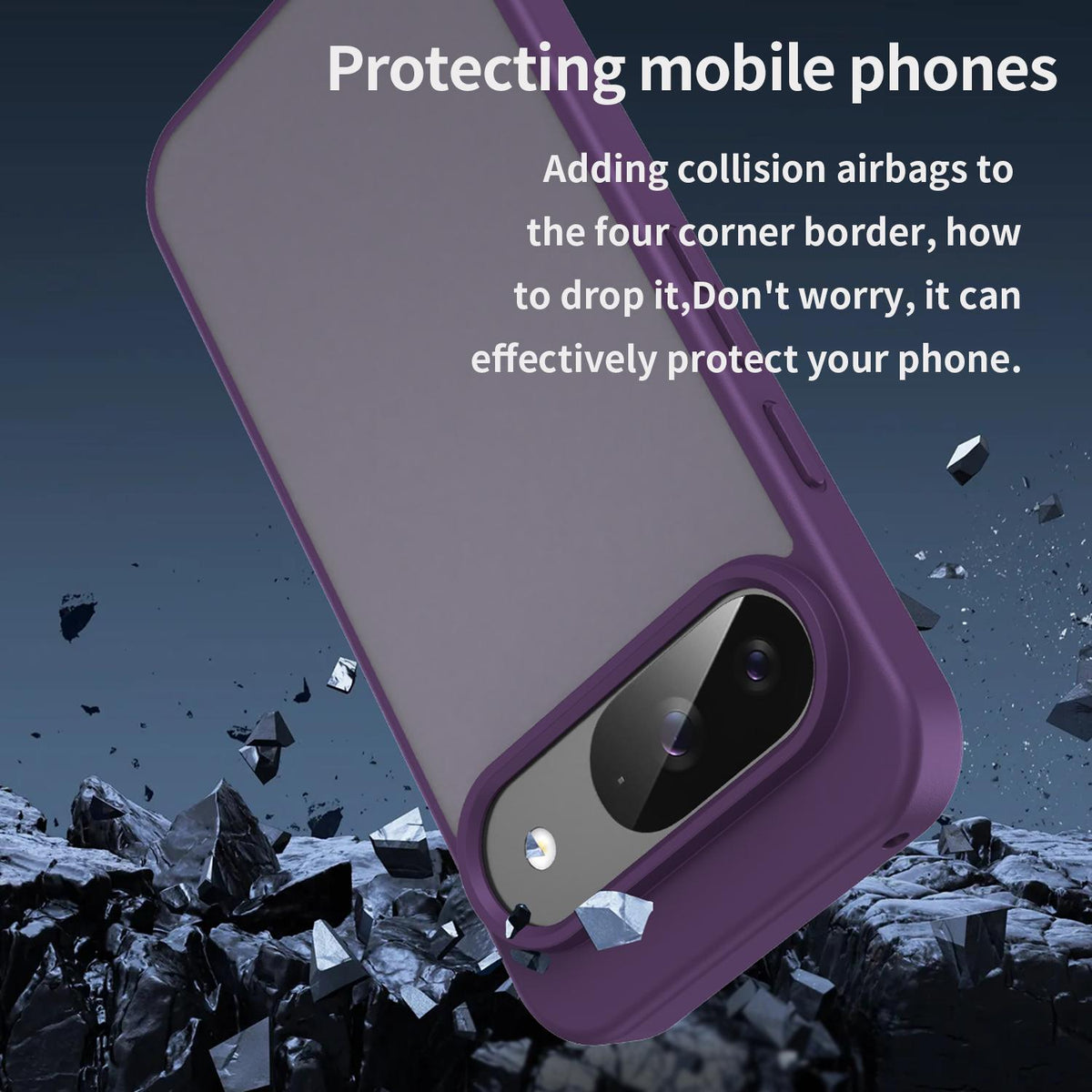 For Google Pixel 9 Fanying Series PC Hybrid TPU Translucent Frosted Phone Case - Crystal Purple - EDA009919201B