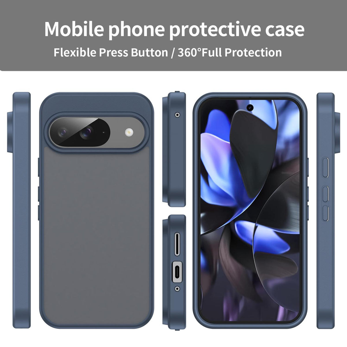 For Google Pixel 9 Fanying Series PC Hybrid TPU Translucent Frosted Phone Case - Cyan Blue - EDA009919201C