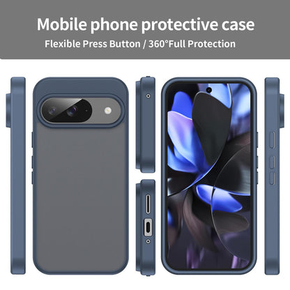 For Google Pixel 9 Fanying Series PC Hybrid TPU Translucent Frosted Phone Case - Cyan Blue - EDA009919201C