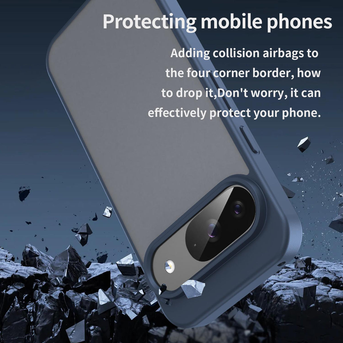 For Google Pixel 9 Fanying Series PC Hybrid TPU Translucent Frosted Phone Case - Cyan Blue - EDA009919201C