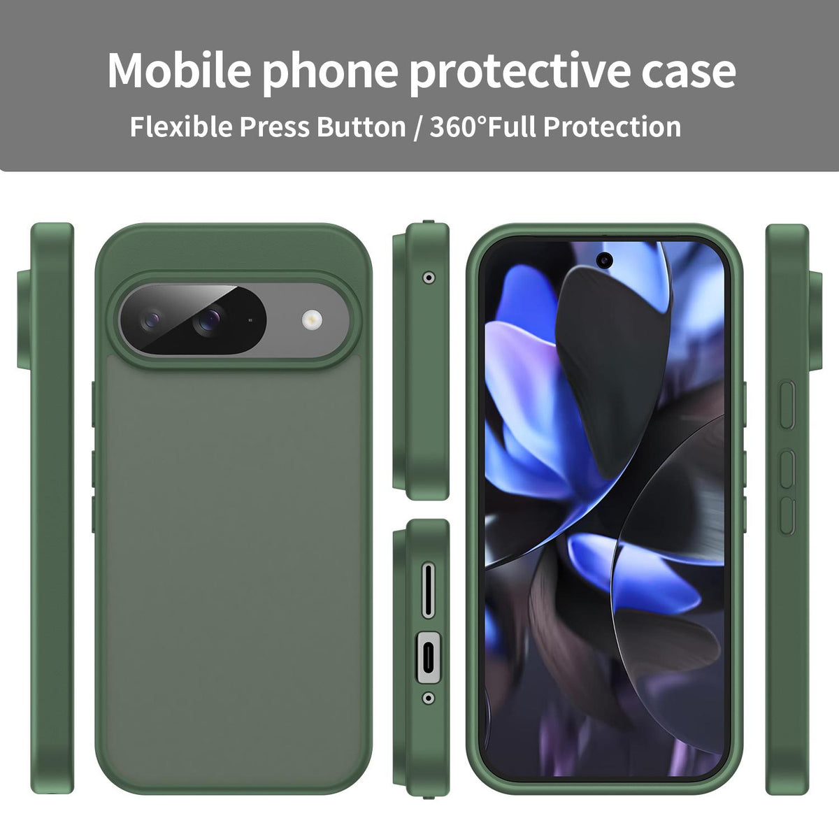 For Google Pixel 9 Fanying Series PC Hybrid TPU Translucent Frosted Phone Case - Olive Green - EDA009919201D