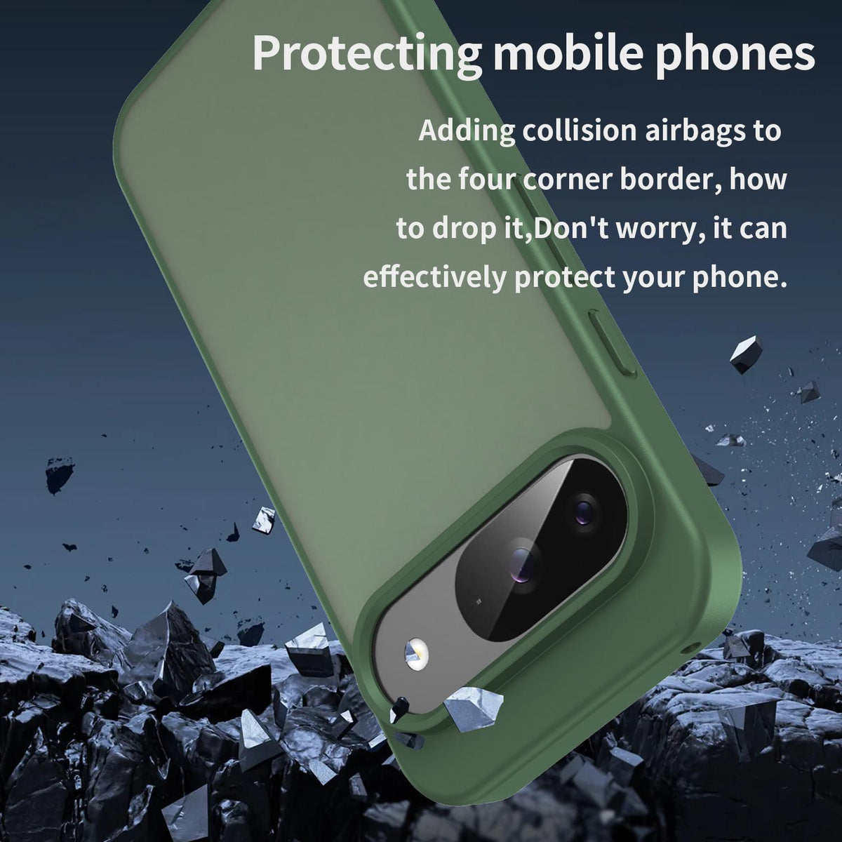 For Google Pixel 9 Fanying Series PC Hybrid TPU Translucent Frosted Phone Case - Olive Green - EDA009919201D