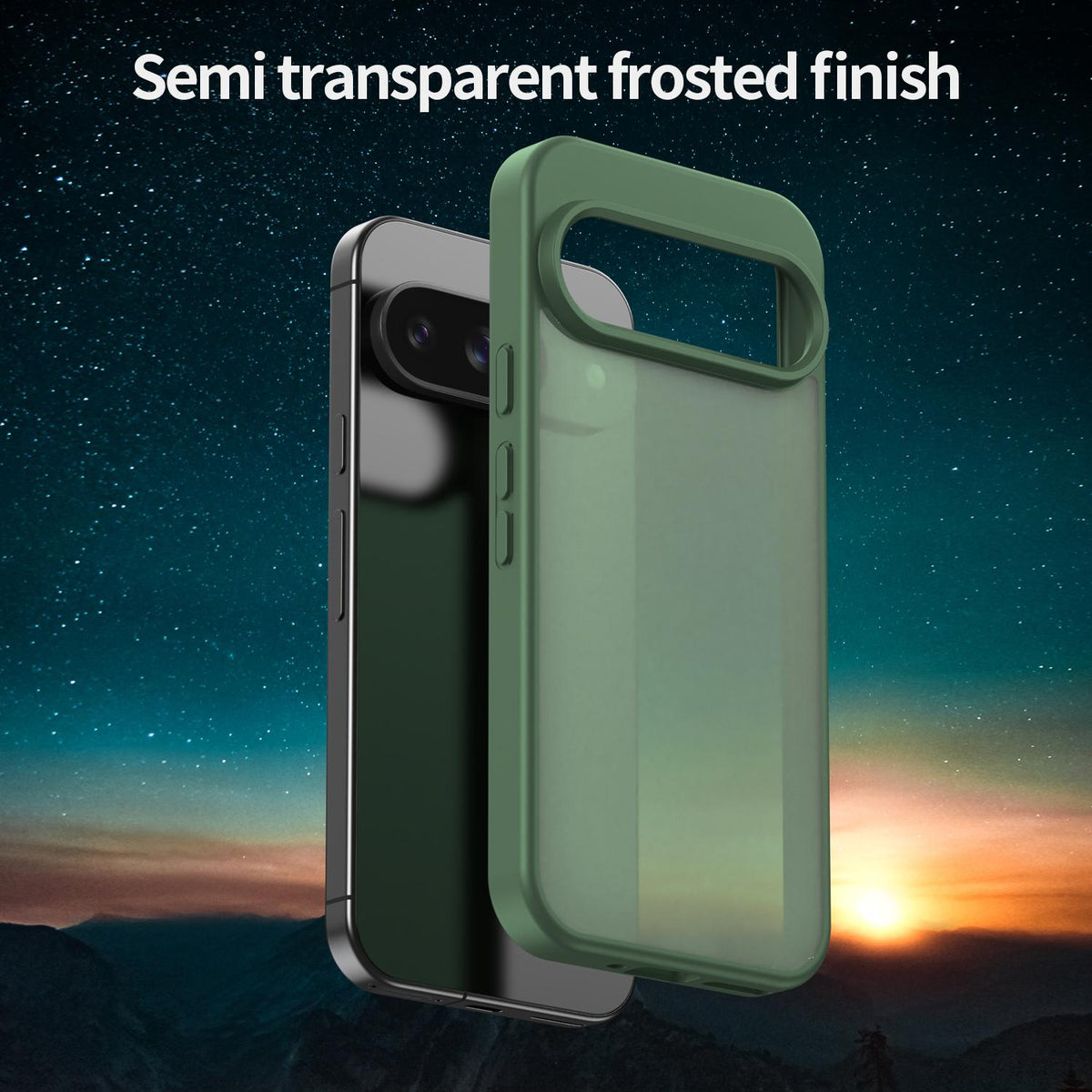For Google Pixel 9 Fanying Series PC Hybrid TPU Translucent Frosted Phone Case - Olive Green - EDA009919201D
