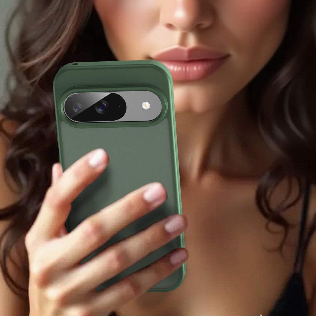 For Google Pixel 9 Fanying Series PC Hybrid TPU Translucent Frosted Phone Case - Olive Green - EDA009919201D