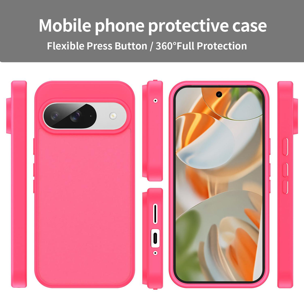 For Google Pixel 9 Fanying Series PC Hybrid TPU Translucent Frosted Phone Case - Rose Red - EDA009919201E