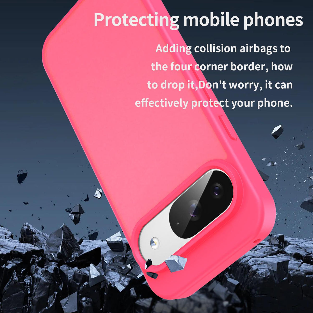 For Google Pixel 9 Fanying Series PC Hybrid TPU Translucent Frosted Phone Case - Rose Red - EDA009919201E
