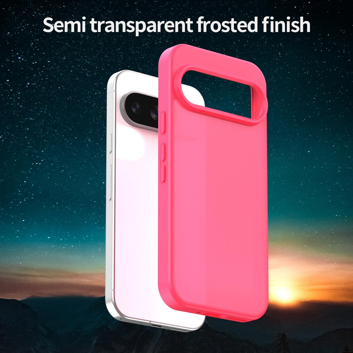For Google Pixel 9 Fanying Series PC Hybrid TPU Translucent Frosted Phone Case - Rose Red - EDA009919201E