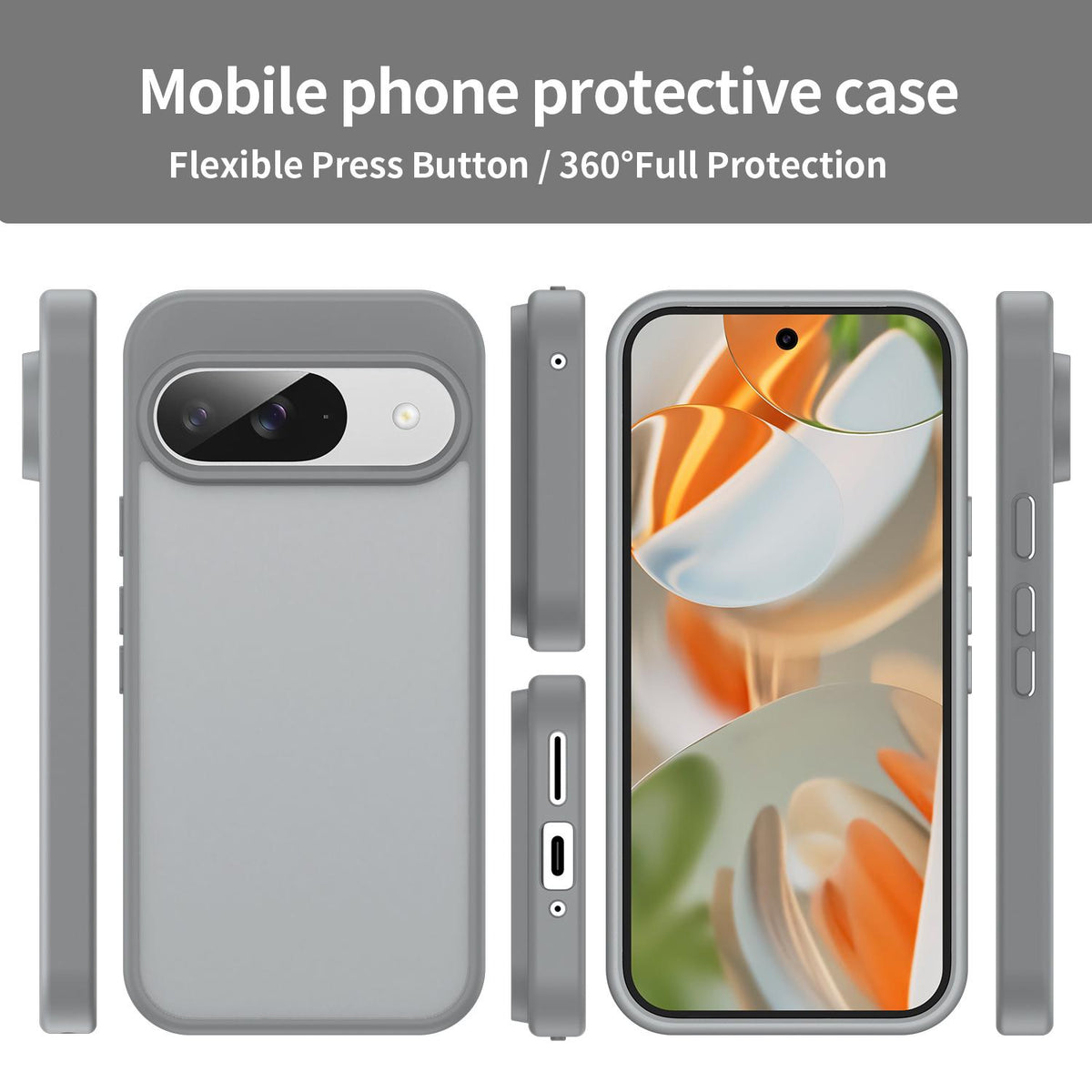 For Google Pixel 9 Fanying Series PC Hybrid TPU Translucent Frosted Phone Case - Silver Grey - EDA009919201F