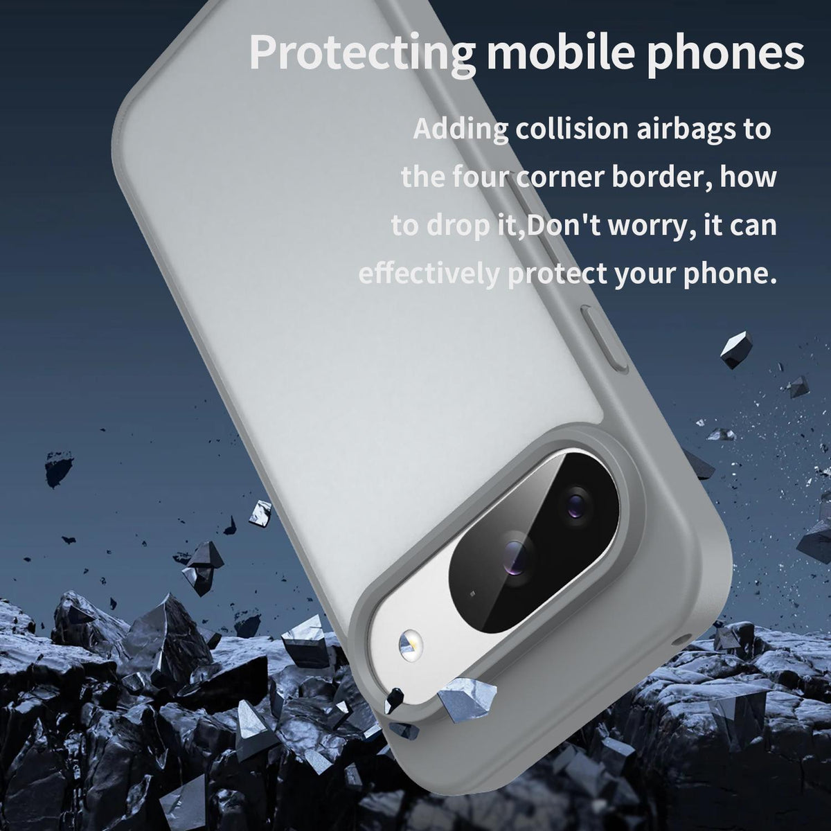 For Google Pixel 9 Fanying Series PC Hybrid TPU Translucent Frosted Phone Case - Silver Grey - EDA009919201F