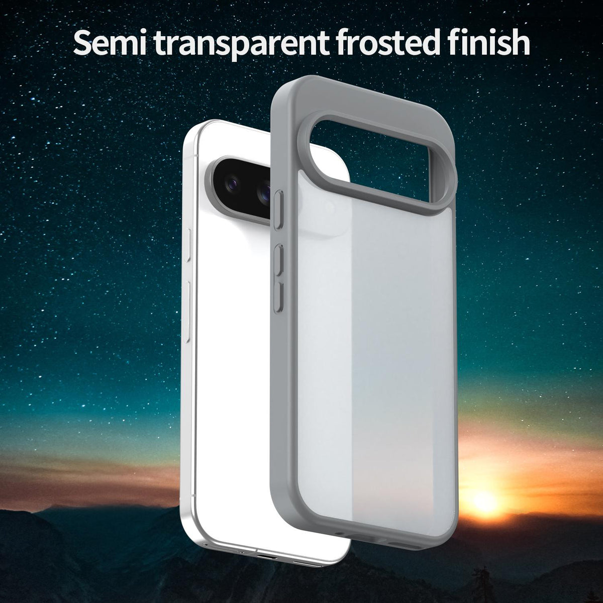 For Google Pixel 9 Fanying Series PC Hybrid TPU Translucent Frosted Phone Case - Silver Grey - EDA009919201F