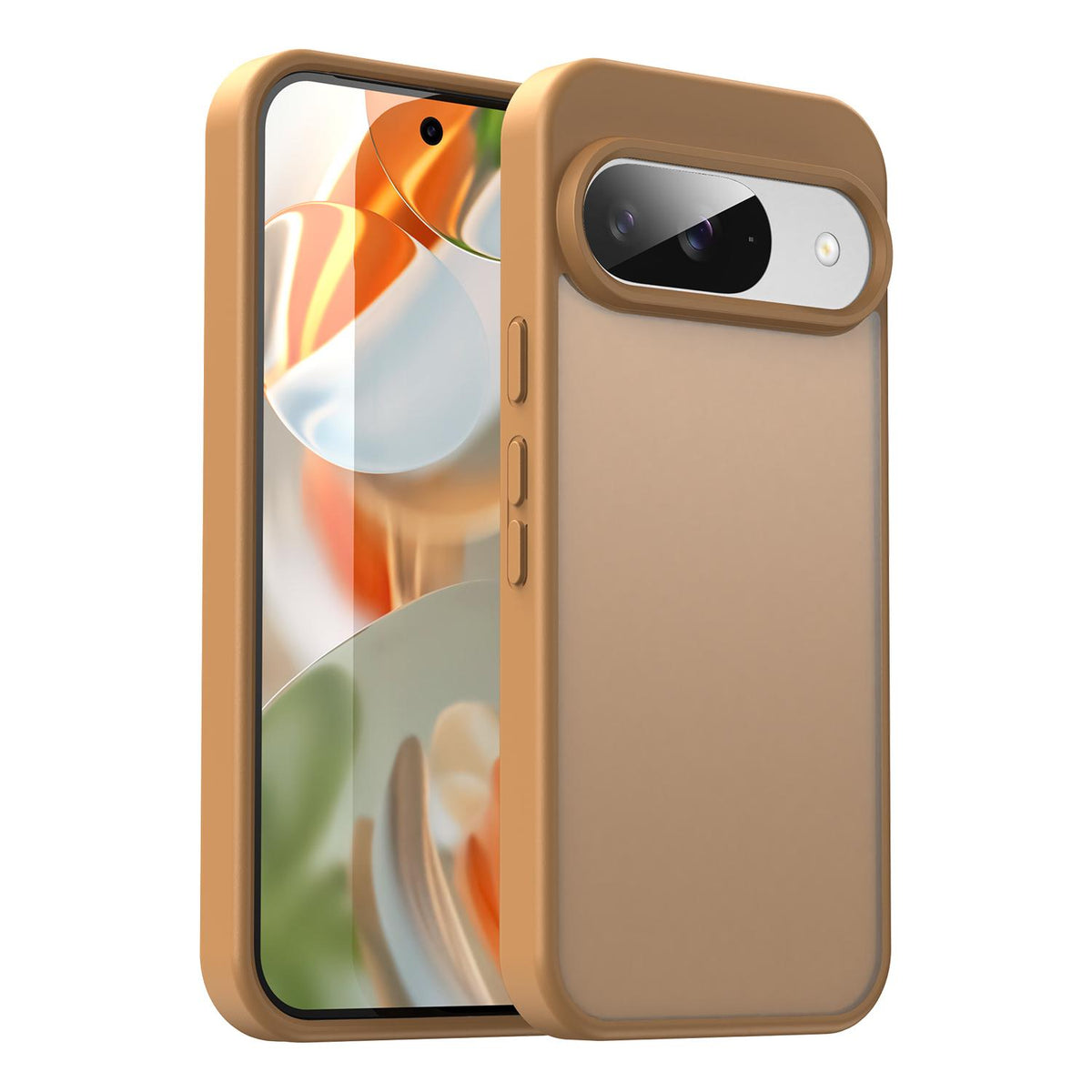 For Google Pixel 9 Fanying Series PC Hybrid TPU Translucent Frosted Phone Case - Desert Gold - EDA009919201G