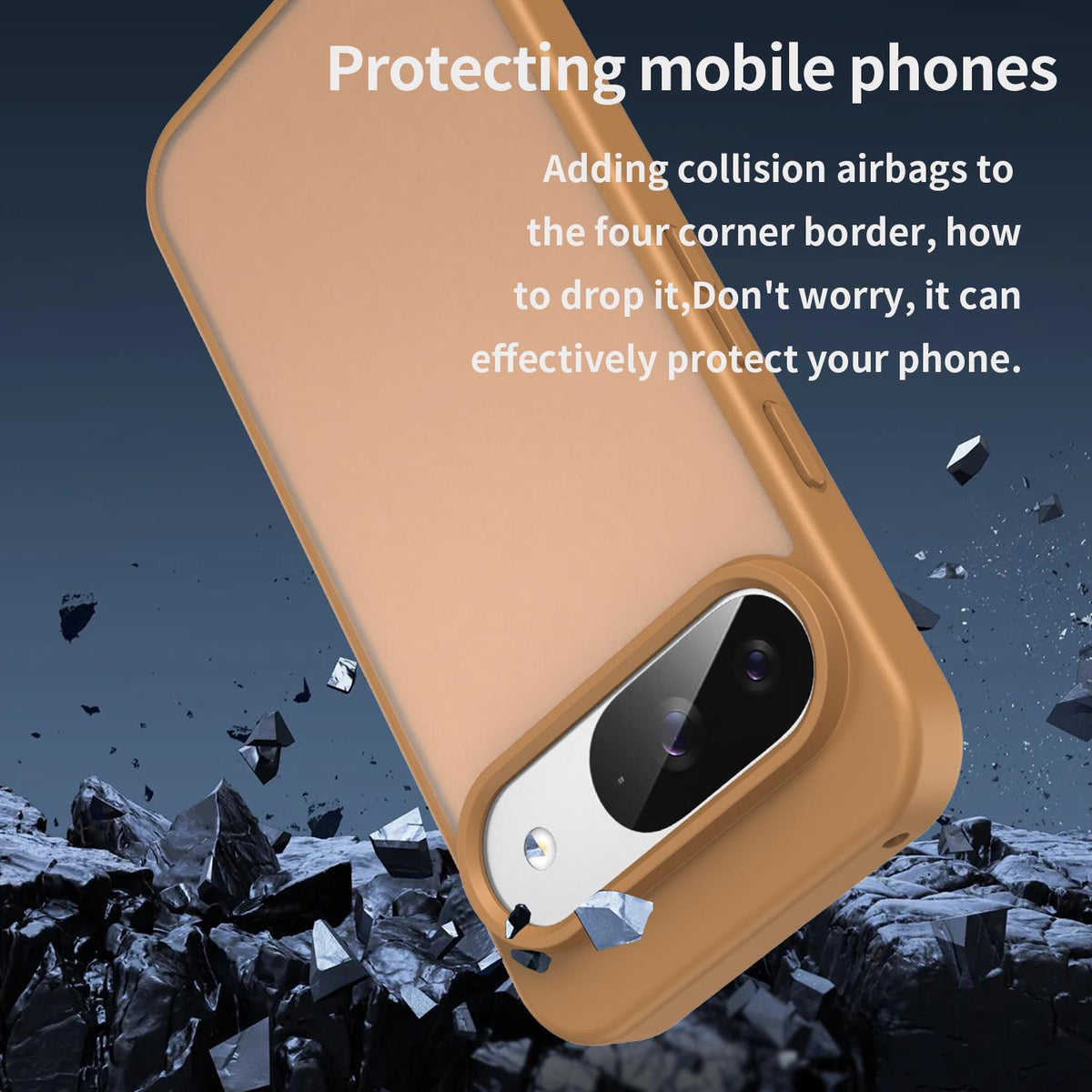 For Google Pixel 9 Fanying Series PC Hybrid TPU Translucent Frosted Phone Case - Desert Gold - EDA009919201G