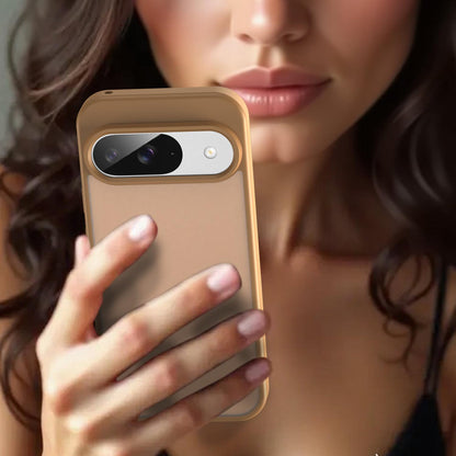 For Google Pixel 9 Fanying Series PC Hybrid TPU Translucent Frosted Phone Case - Desert Gold - EDA009919201G