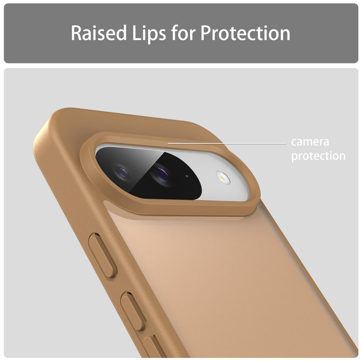 For Google Pixel 9 Fanying Series PC Hybrid TPU Translucent Frosted Phone Case - Desert Gold - EDA009919201G