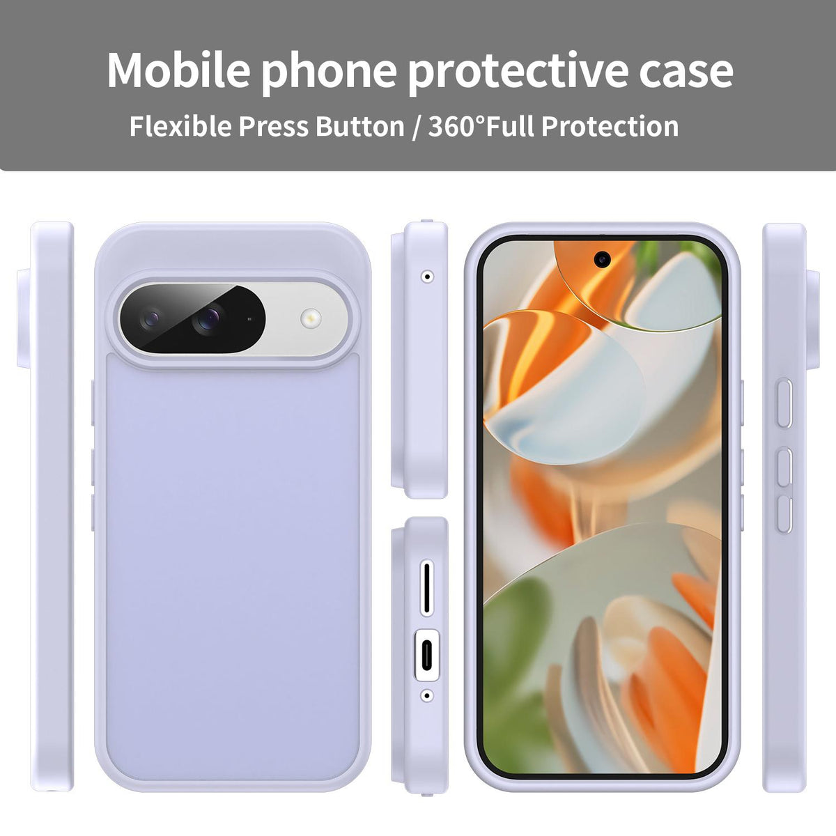 For Google Pixel 9 Fanying Series PC Hybrid TPU Translucent Frosted Phone Case - Lavender - EDA009919201H