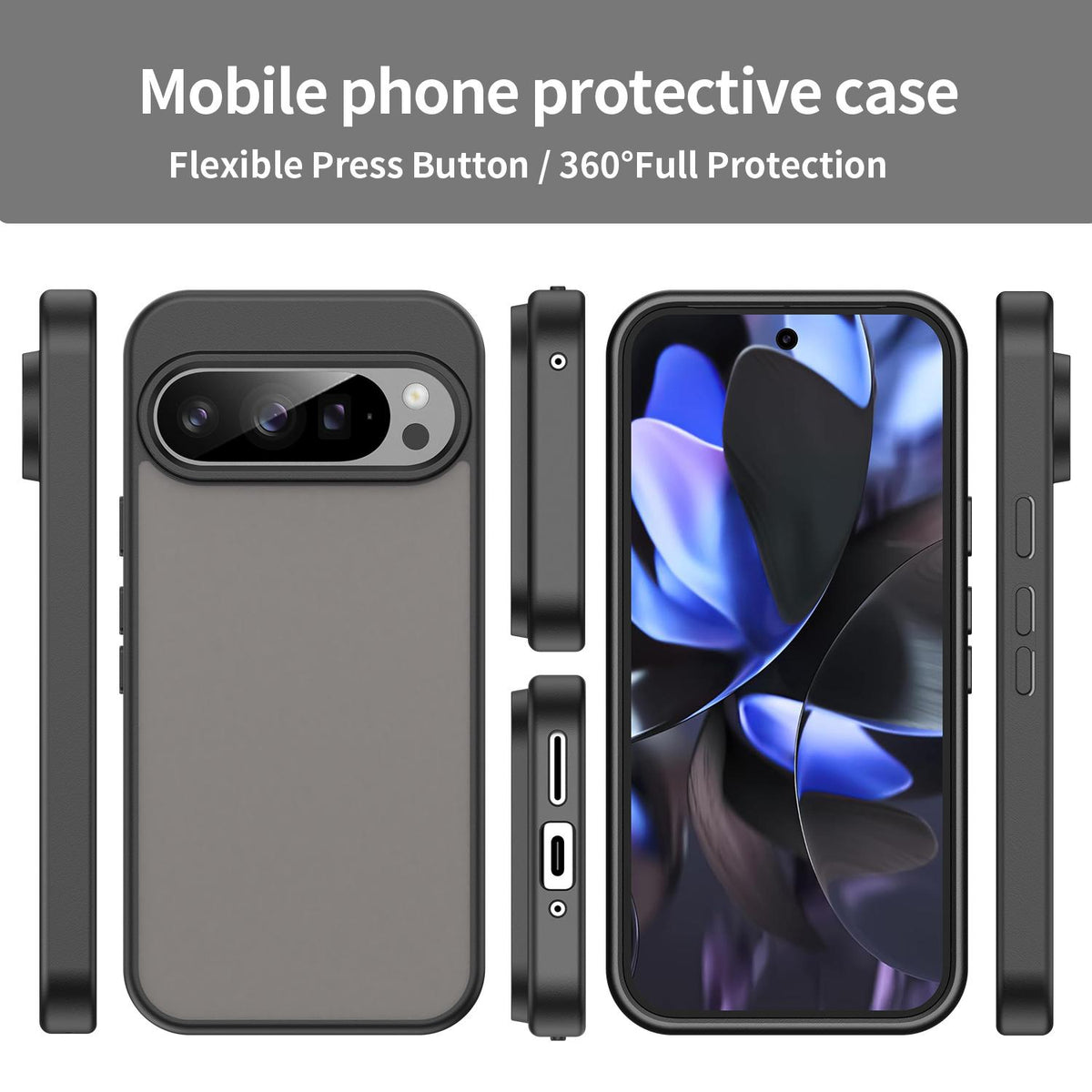 For Google Pixel 9 Pro Fanying Series PC Hybrid TPU Translucent Frosted Phone Case - Translucent Black - EDA009919202A
