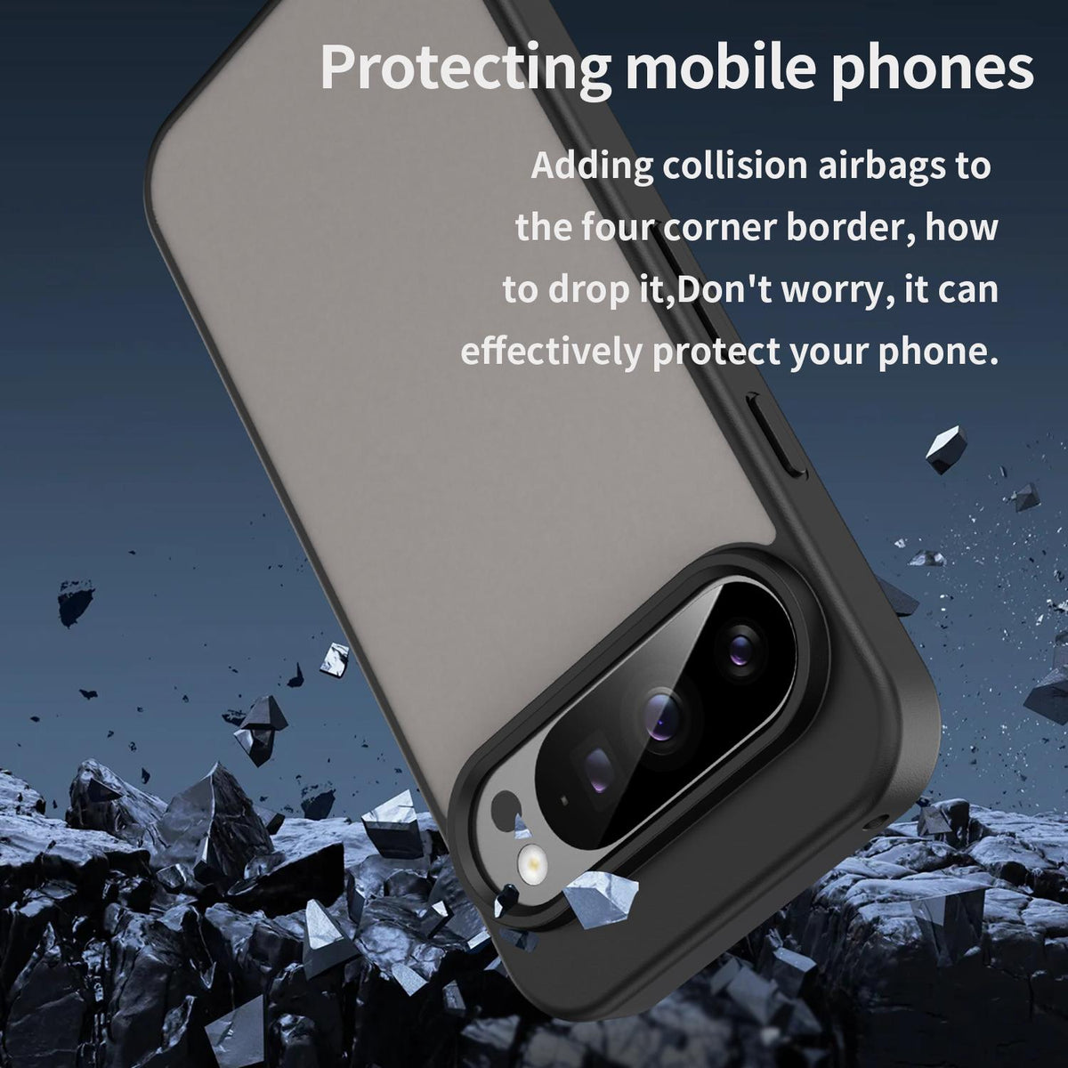 For Google Pixel 9 Pro Fanying Series PC Hybrid TPU Translucent Frosted Phone Case - Translucent Black - EDA009919202A