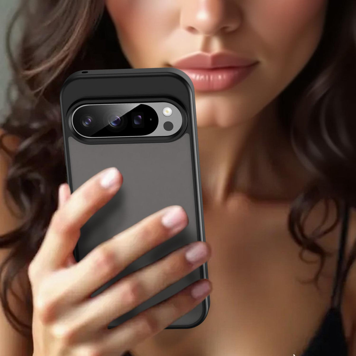 For Google Pixel 9 Pro Fanying Series PC Hybrid TPU Translucent Frosted Phone Case - Translucent Black - EDA009919202A