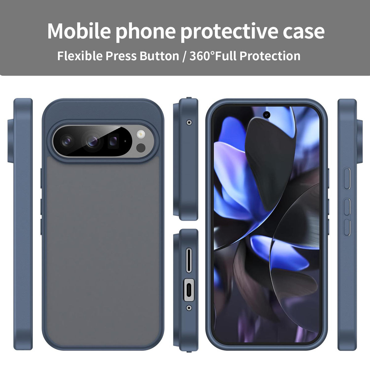 For Google Pixel 9 Pro Fanying Series PC Hybrid TPU Translucent Frosted Phone Case - Cyan Blue - EDA009919202C
