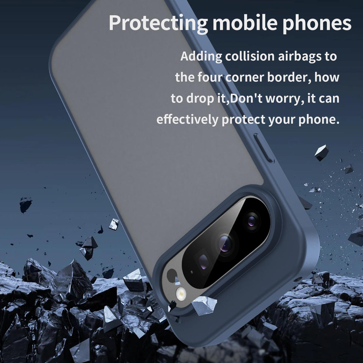 For Google Pixel 9 Pro Fanying Series PC Hybrid TPU Translucent Frosted Phone Case - Cyan Blue - EDA009919202C