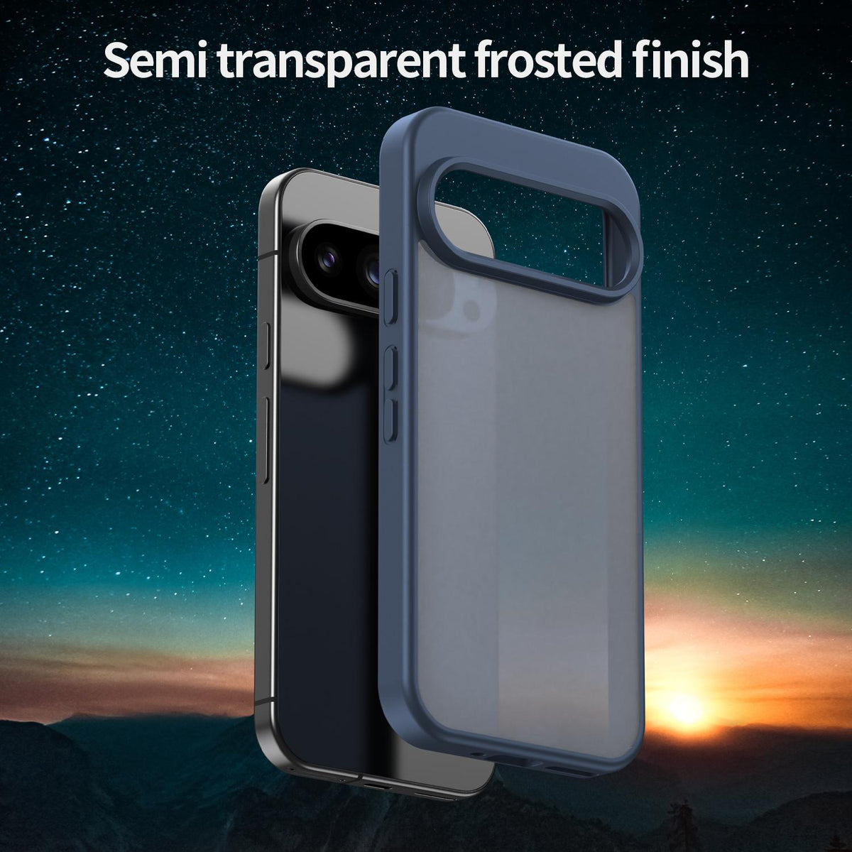 For Google Pixel 9 Pro Fanying Series PC Hybrid TPU Translucent Frosted Phone Case - Cyan Blue - EDA009919202C