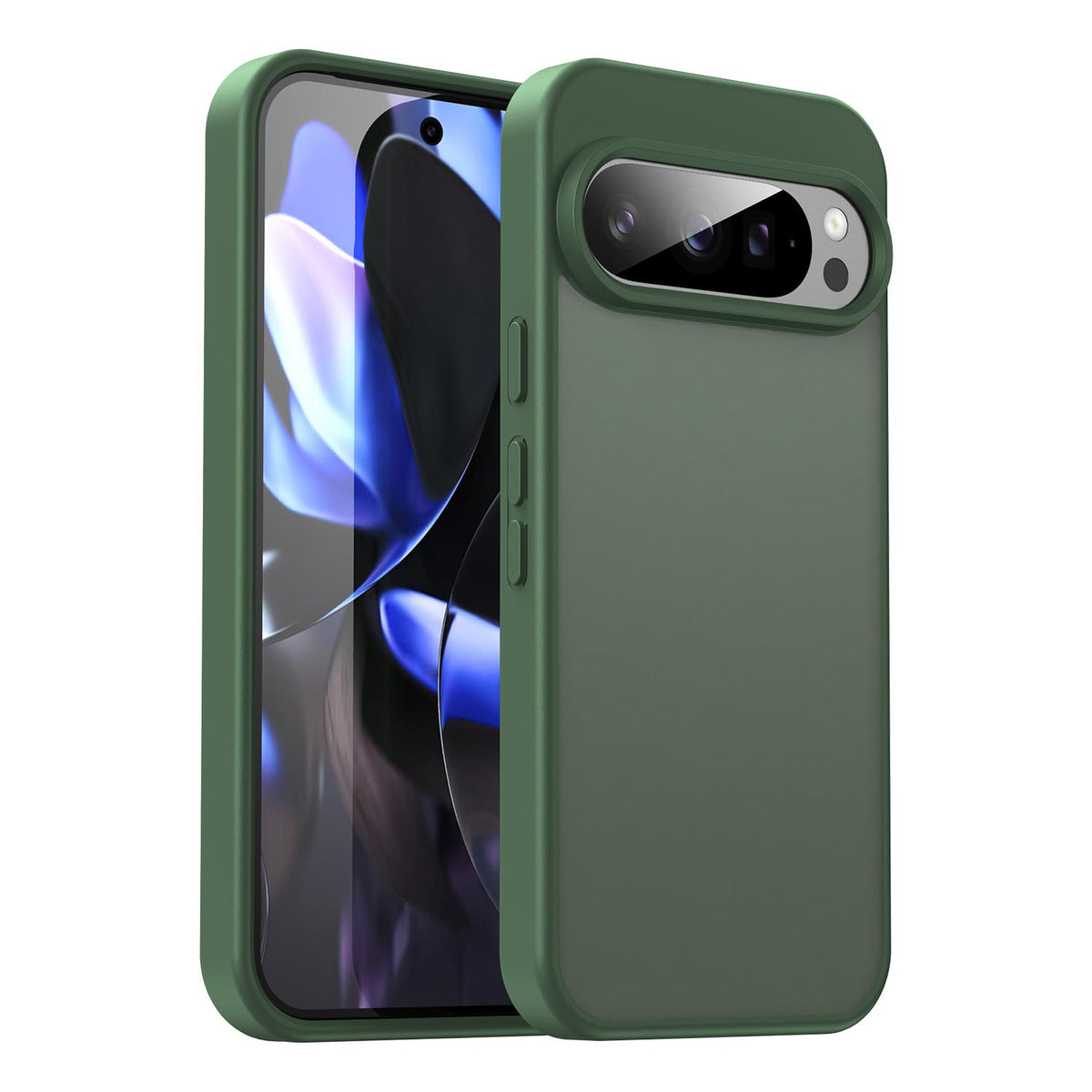 For Google Pixel 9 Pro Fanying Series PC Hybrid TPU Translucent Frosted Phone Case - Olive Green - EDA009919202D