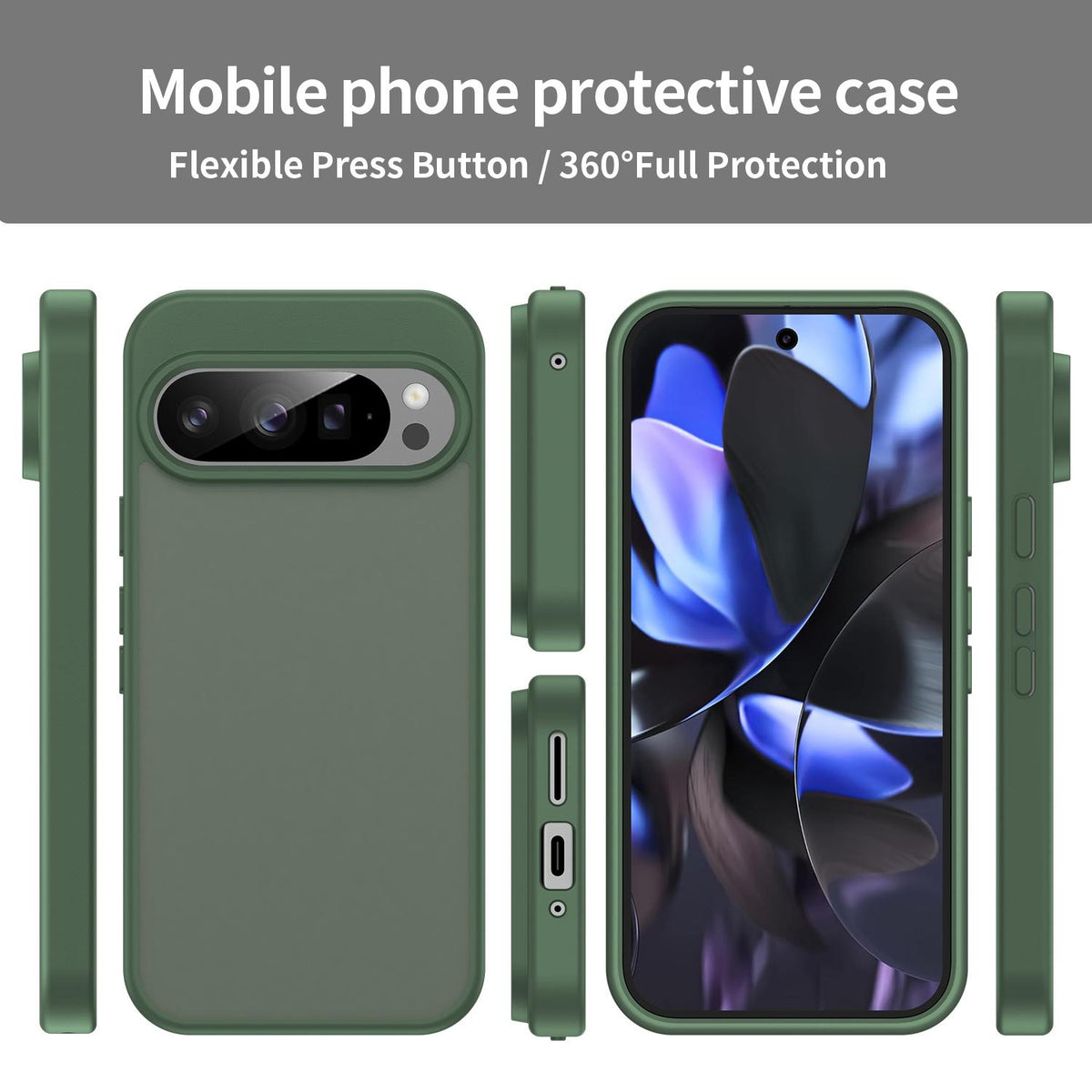 For Google Pixel 9 Pro Fanying Series PC Hybrid TPU Translucent Frosted Phone Case - Olive Green - EDA009919202D