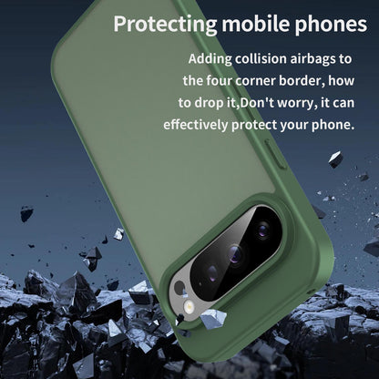 For Google Pixel 9 Pro Fanying Series PC Hybrid TPU Translucent Frosted Phone Case - Olive Green - EDA009919202D