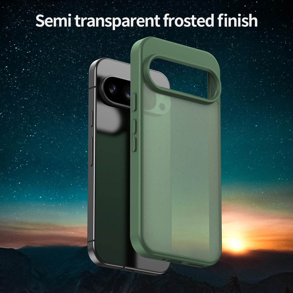 For Google Pixel 9 Pro Fanying Series PC Hybrid TPU Translucent Frosted Phone Case - Olive Green - EDA009919202D