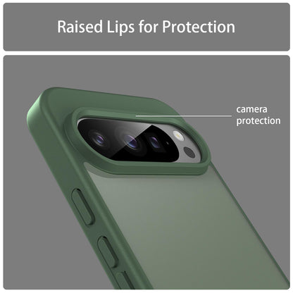 For Google Pixel 9 Pro Fanying Series PC Hybrid TPU Translucent Frosted Phone Case - Olive Green - EDA009919202D