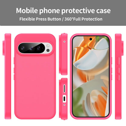 For Google Pixel 9 Pro Fanying Series PC Hybrid TPU Translucent Frosted Phone Case - Rose Red - EDA009919202E