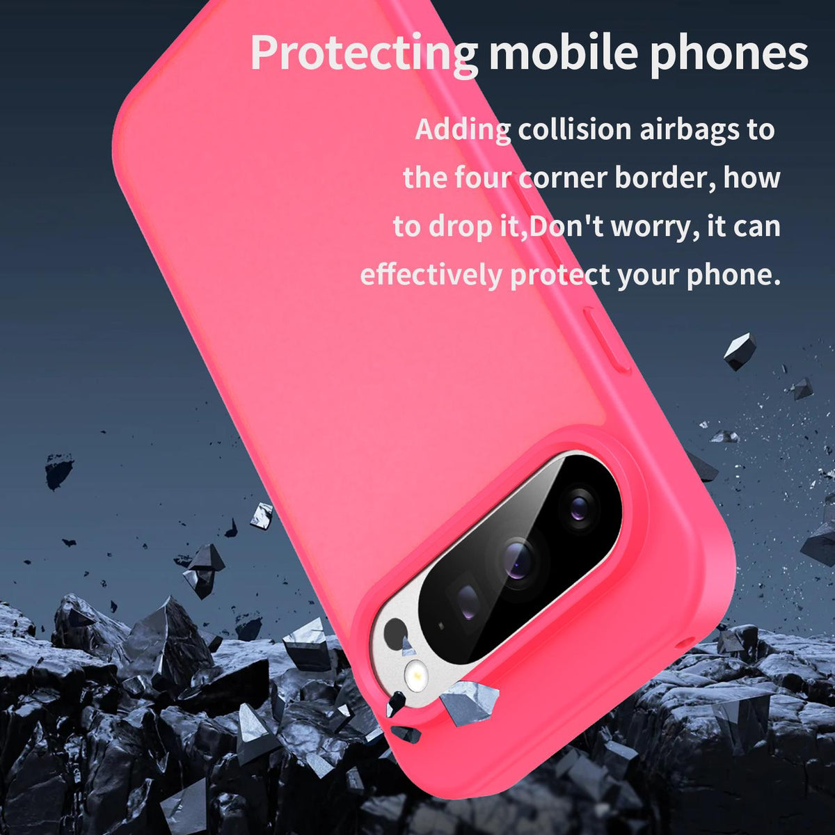 For Google Pixel 9 Pro Fanying Series PC Hybrid TPU Translucent Frosted Phone Case - Rose Red - EDA009919202E