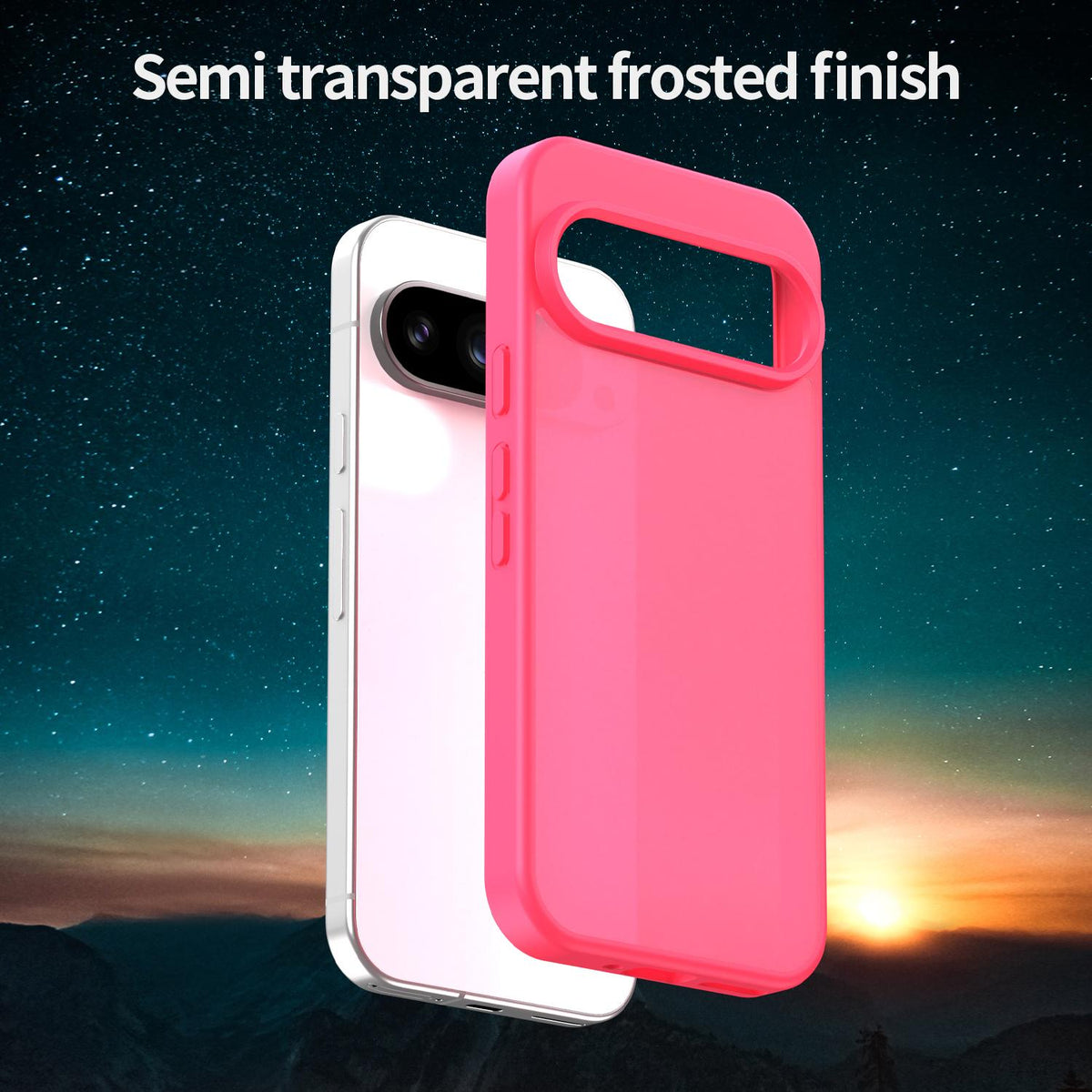 For Google Pixel 9 Pro Fanying Series PC Hybrid TPU Translucent Frosted Phone Case - Rose Red - EDA009919202E