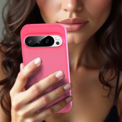 For Google Pixel 9 Pro Fanying Series PC Hybrid TPU Translucent Frosted Phone Case - Rose Red - EDA009919202E