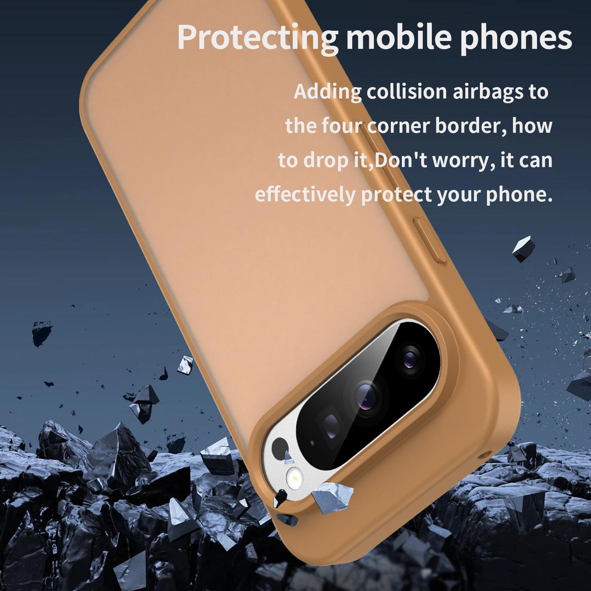 For Google Pixel 9 Pro Fanying Series PC Hybrid TPU Translucent Frosted Phone Case - Desert Gold - EDA009919202G