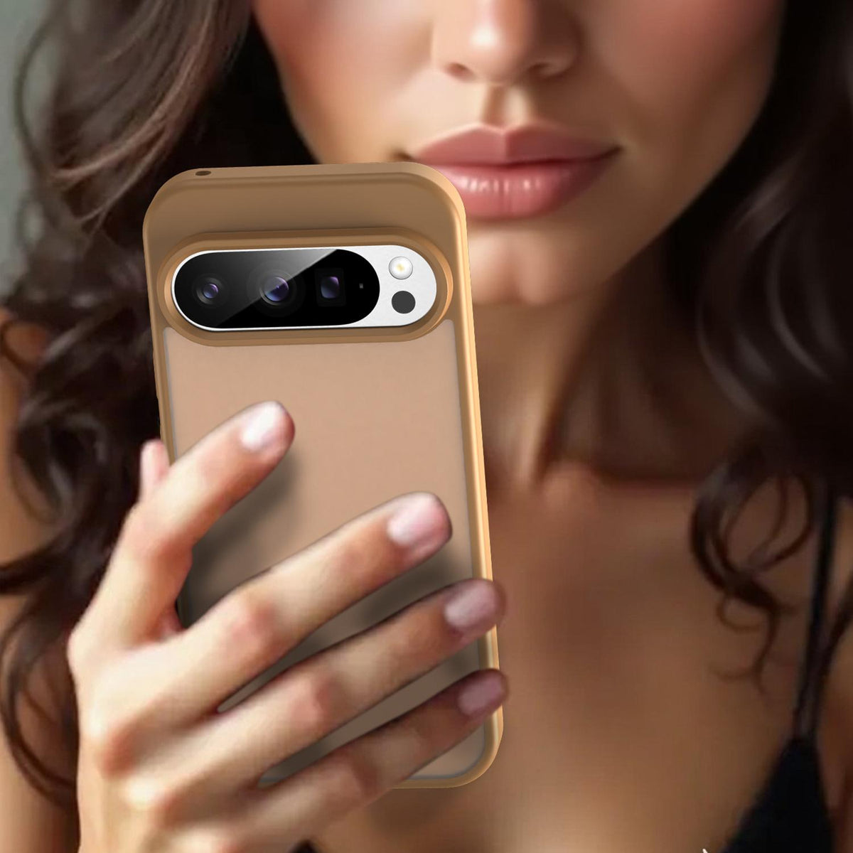 For Google Pixel 9 Pro Fanying Series PC Hybrid TPU Translucent Frosted Phone Case - Desert Gold - EDA009919202G