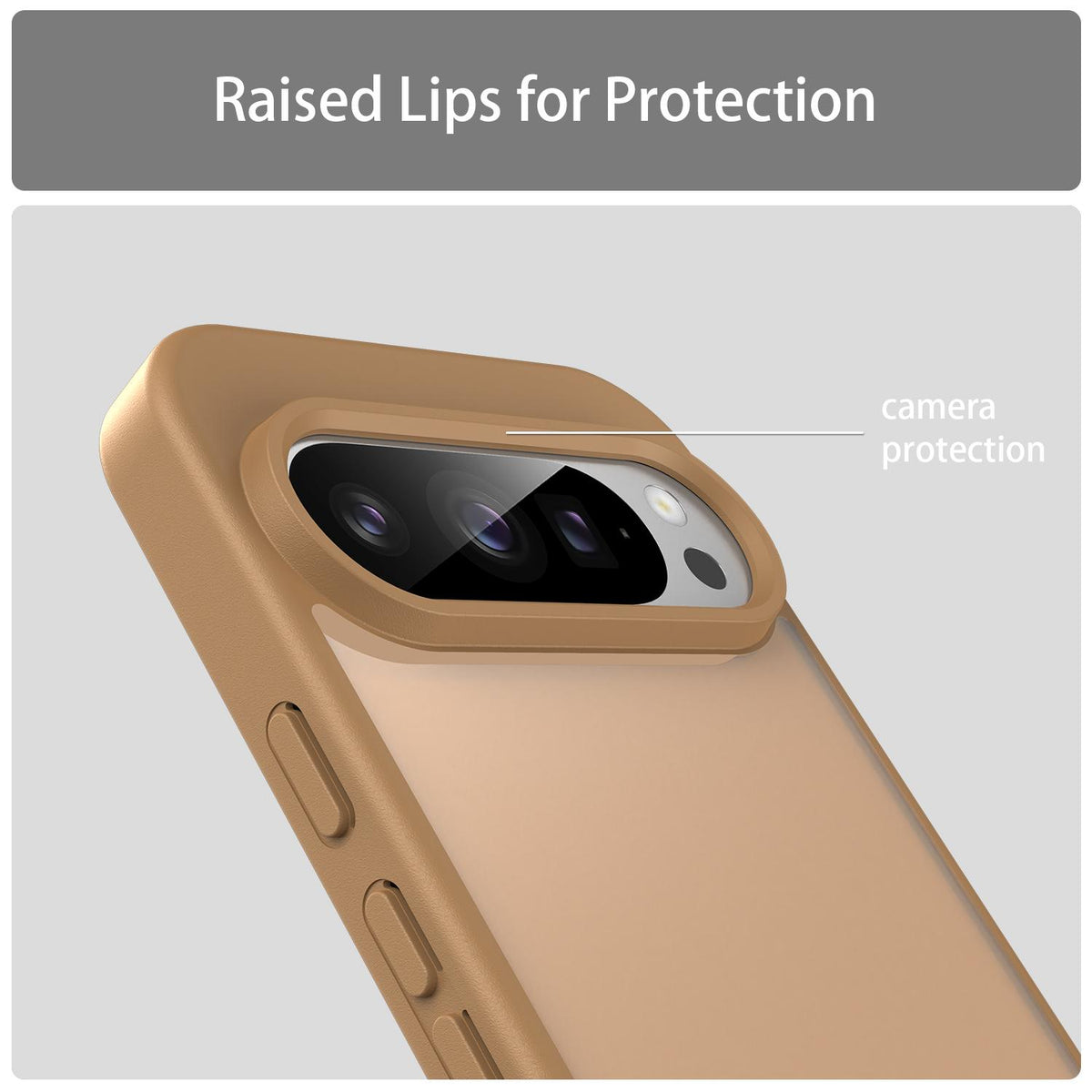 For Google Pixel 9 Pro Fanying Series PC Hybrid TPU Translucent Frosted Phone Case - Desert Gold - EDA009919202G