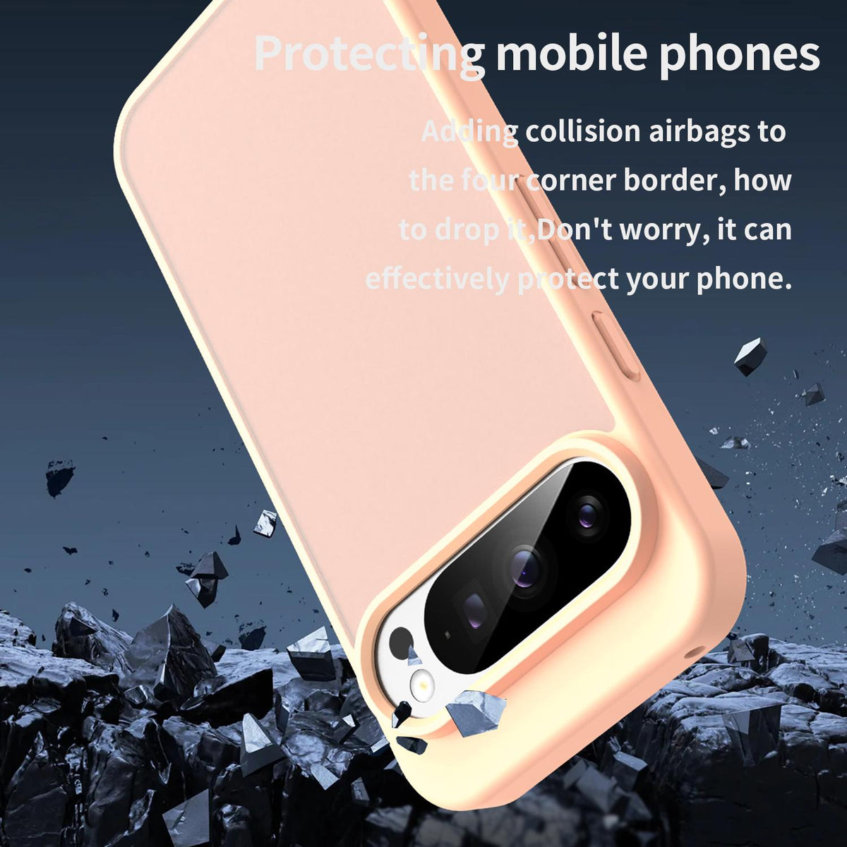 For Google Pixel 9 Pro Fanying Series PC Hybrid TPU Translucent Frosted Phone Case - Rouge Powder - EDA009919202I