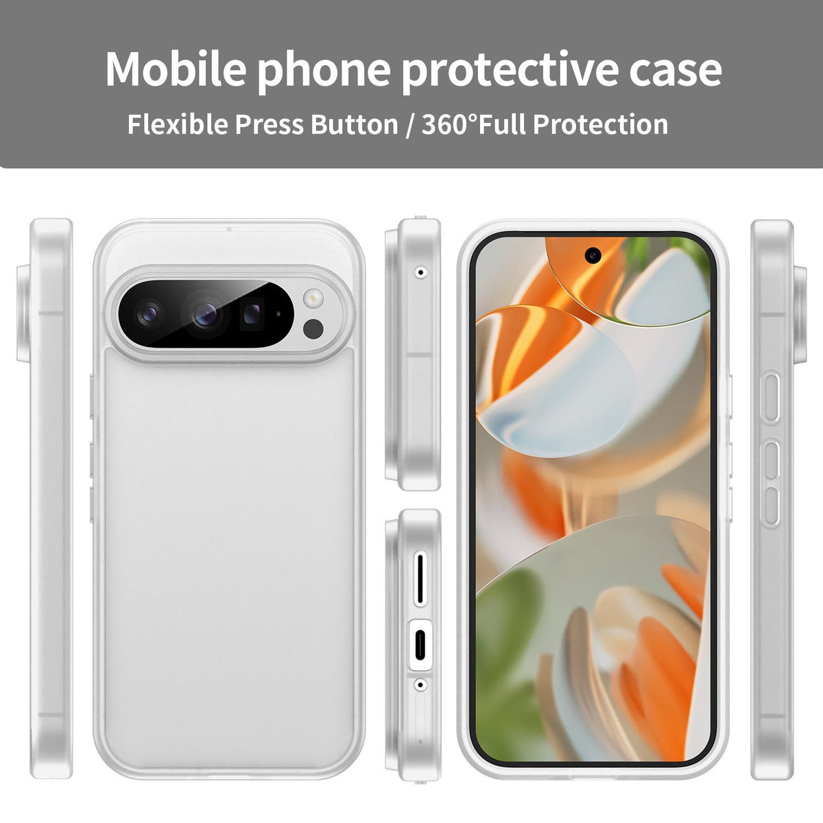 For Google Pixel 9 Pro Fanying Series PC Hybrid TPU Translucent Frosted Phone Case - Matte White - EDA009919202J