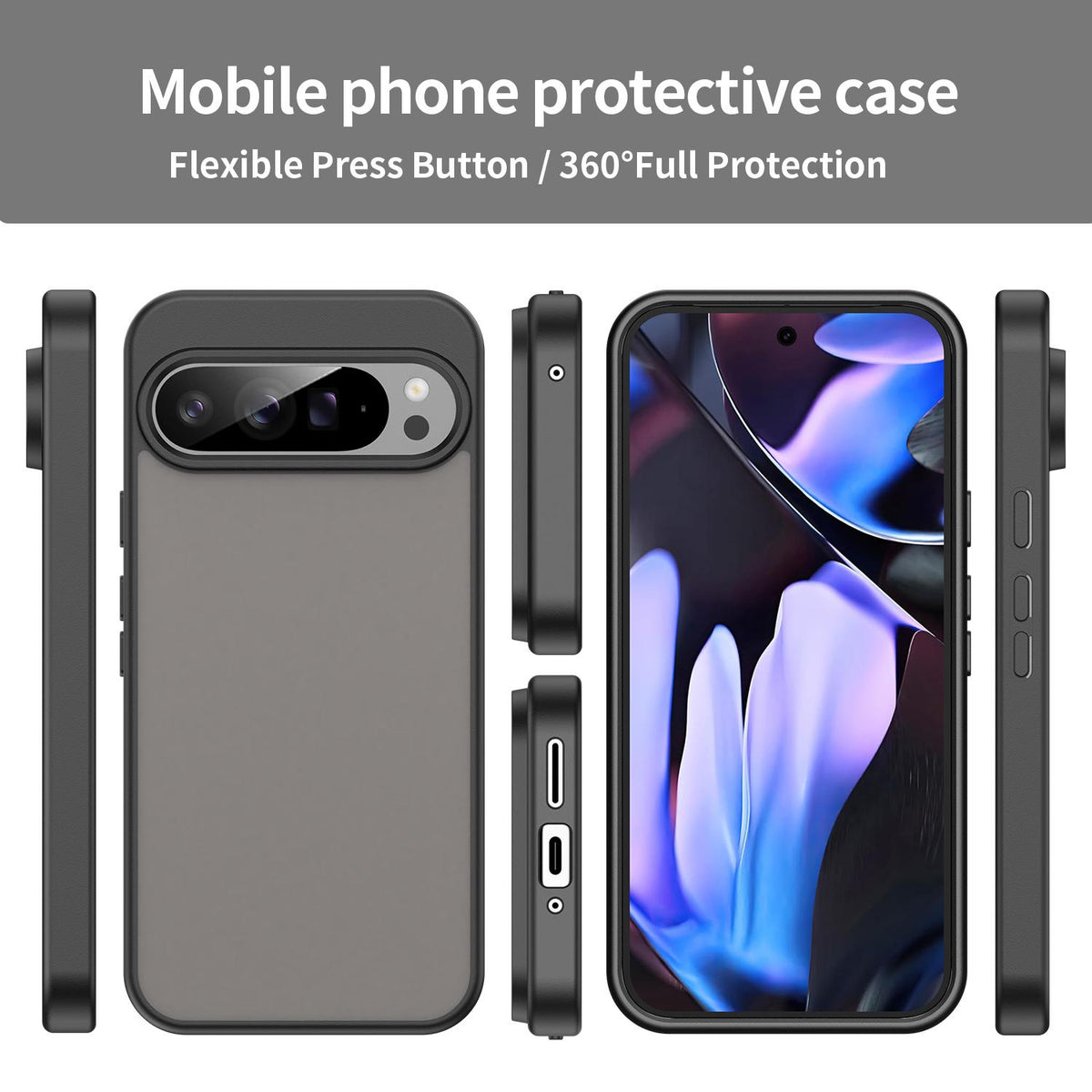 For Google Pixel 9 Pro XL Fanying Series PC Hybrid TPU Translucent Frosted Phone Case - Translucent Black - EDA009919203A