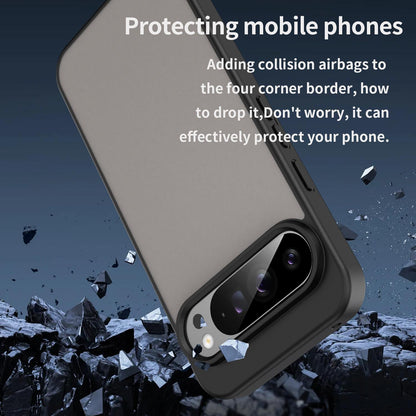 For Google Pixel 9 Pro XL Fanying Series PC Hybrid TPU Translucent Frosted Phone Case - Translucent Black - EDA009919203A