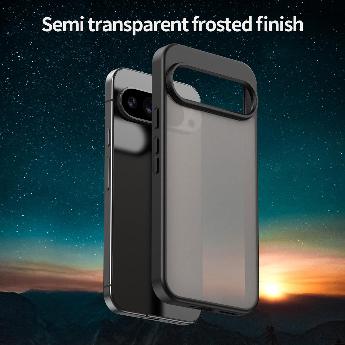 For Google Pixel 9 Pro XL Fanying Series PC Hybrid TPU Translucent Frosted Phone Case - Translucent Black - EDA009919203A