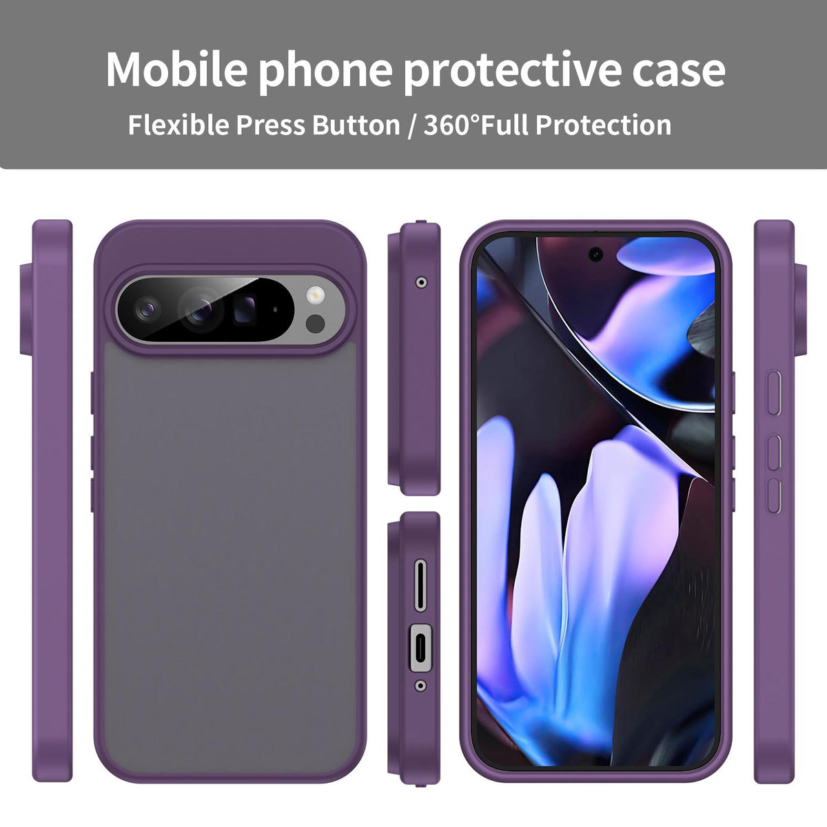 For Google Pixel 9 Pro XL Fanying Series PC Hybrid TPU Translucent Frosted Phone Case - Crystal Purple - EDA009919203B