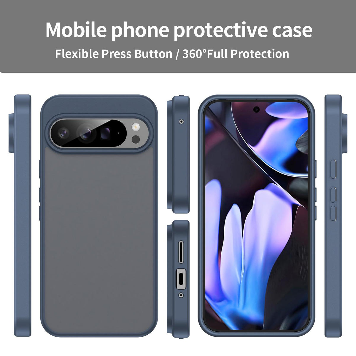 For Google Pixel 9 Pro XL Fanying Series PC Hybrid TPU Translucent Frosted Phone Case - Cyan Blue - EDA009919203C