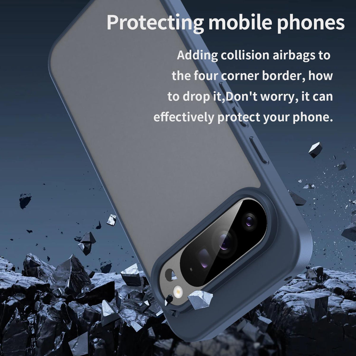 For Google Pixel 9 Pro XL Fanying Series PC Hybrid TPU Translucent Frosted Phone Case - Cyan Blue - EDA009919203C