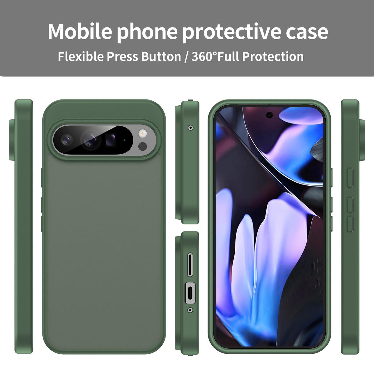 For Google Pixel 9 Pro XL Fanying Series PC Hybrid TPU Translucent Frosted Phone Case - Olive Green - EDA009919203D